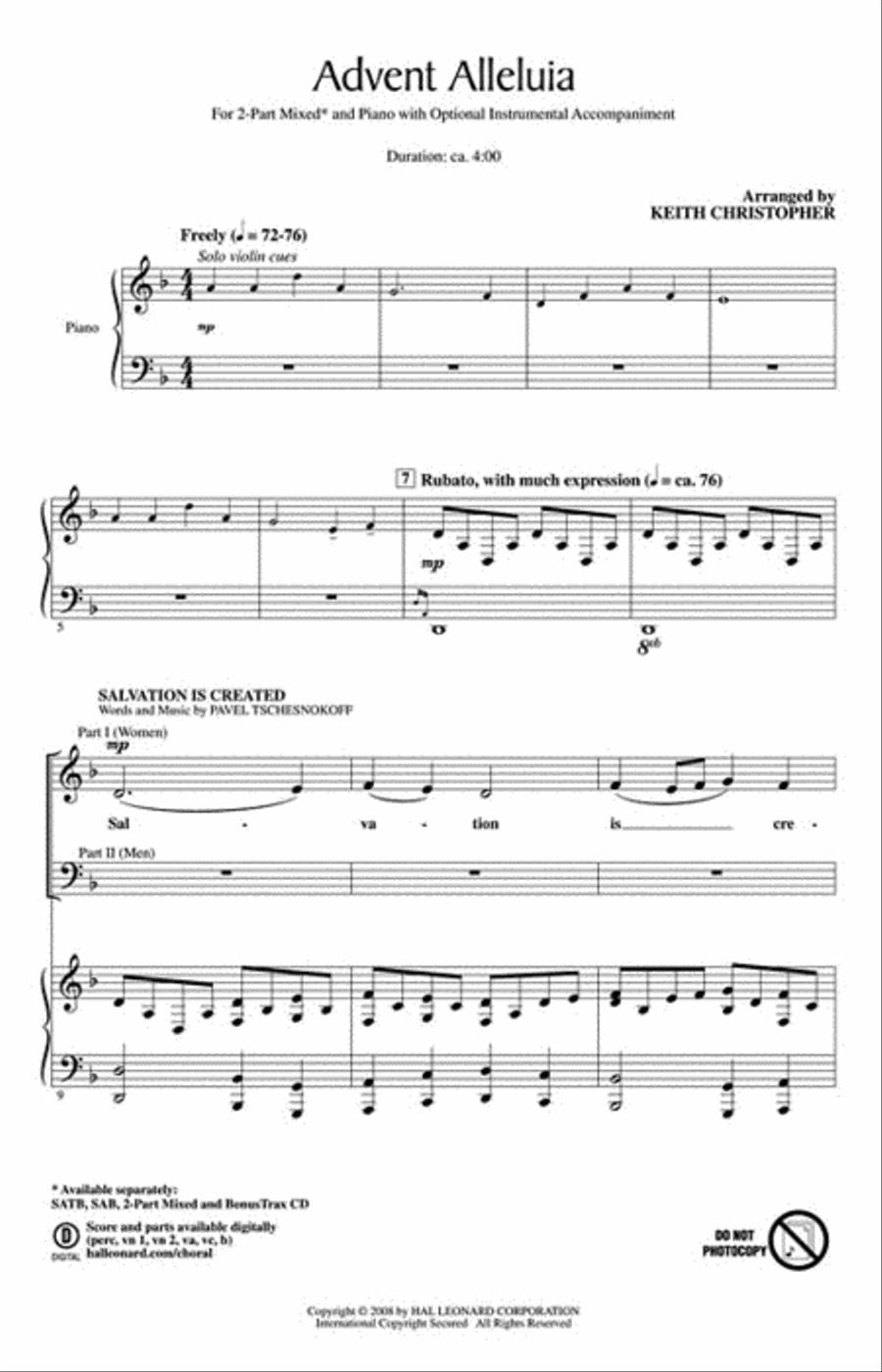 Advent Alleluia 2-Part scores gallery preview page 2