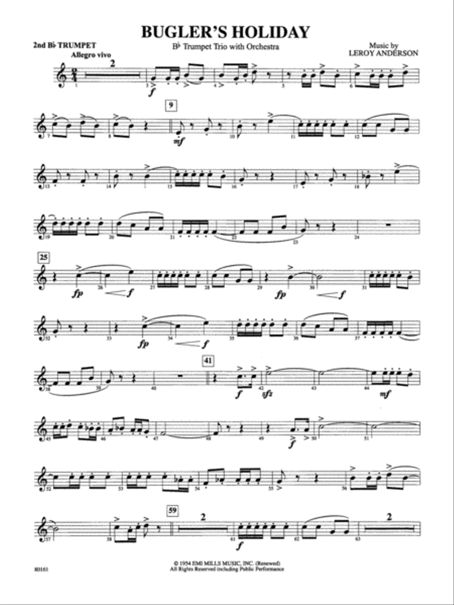 Bugler's Holiday: 2nd B-flat Trumpet Full Orchestra scores gallery preview page 1