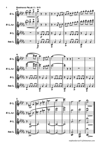 Prelude 15 Op.34 by Dmitri Shostakovich for Clarinet Trio, (Eb,Bb,Bass) image number null
