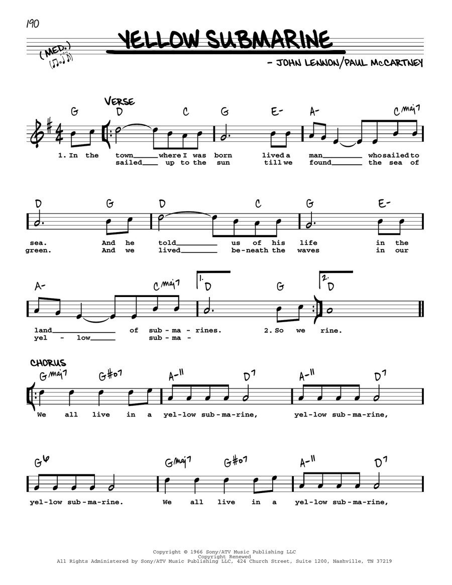 Yellow Submarine [Jazz version] Voice scores gallery preview page 1