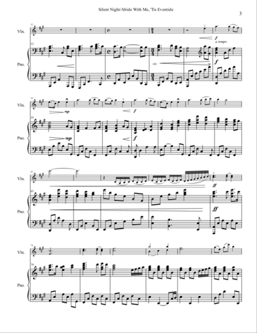 Abide With Me, 'Tis Eventide/Silent Night Violin Solo scores gallery preview page 3