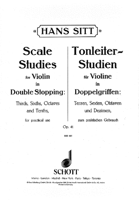 Hanns Sitt: Scales Studies For Violin in Double Stopping, Op. 41 (Tonleiter-Studien fur Violine in Doppelgriffen: Terzen, Sexten, Oktaven und Dezimen zum praktishen Gebrauch)