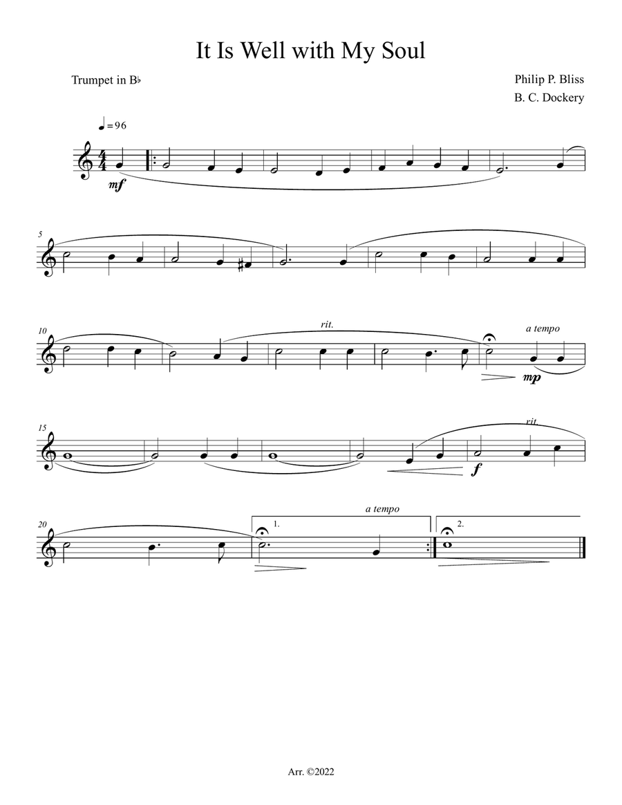 It Is Well with My Soul (Trumpet and Trombone Duet with Piano Accompaniment) Brass Duet scores gallery preview page 4