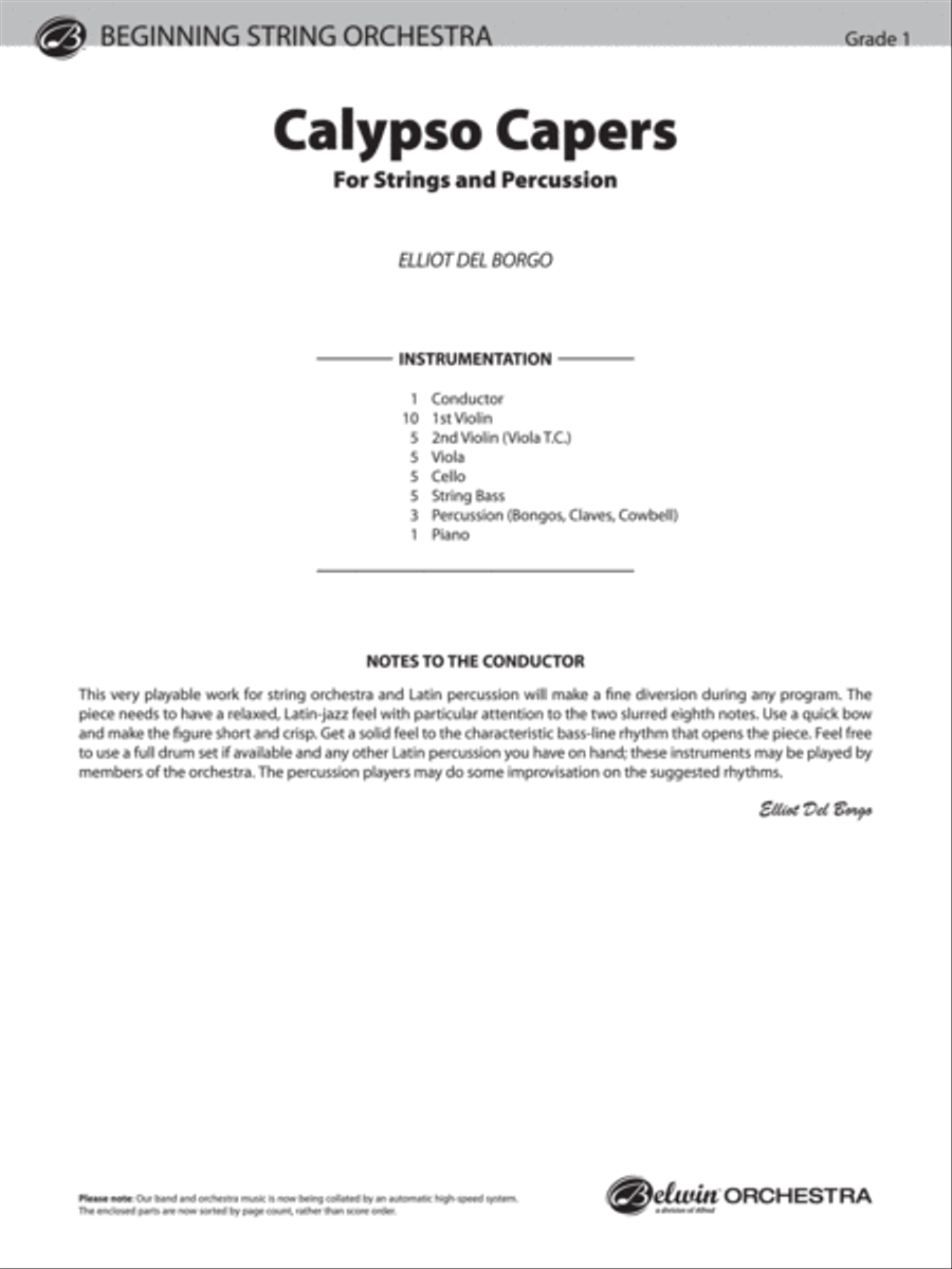 Calypso Capers (for Strings and Percussion) String Orchestra scores gallery preview page 2