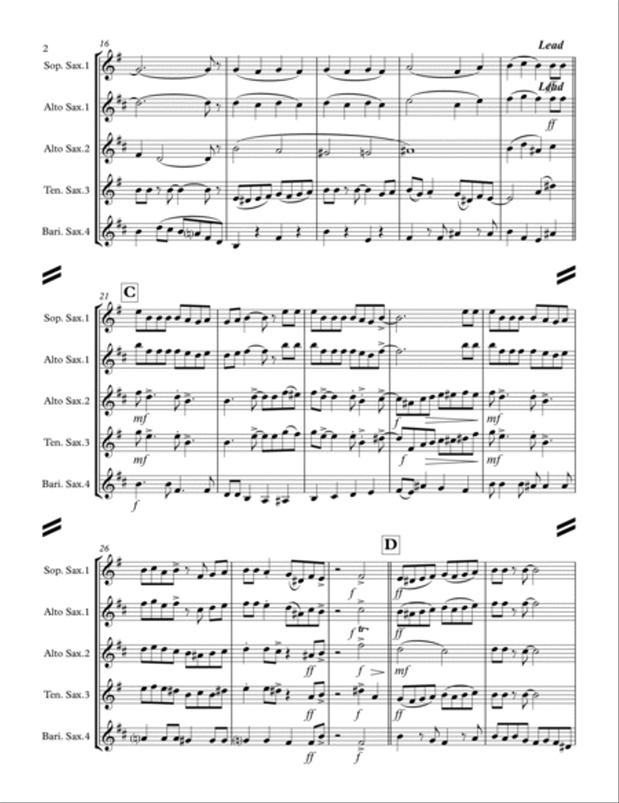 Joshua Fought the Battle of Jericho (for Saxophone Quartet SATB or AATB) Saxophone Quartet scores gallery preview page 3