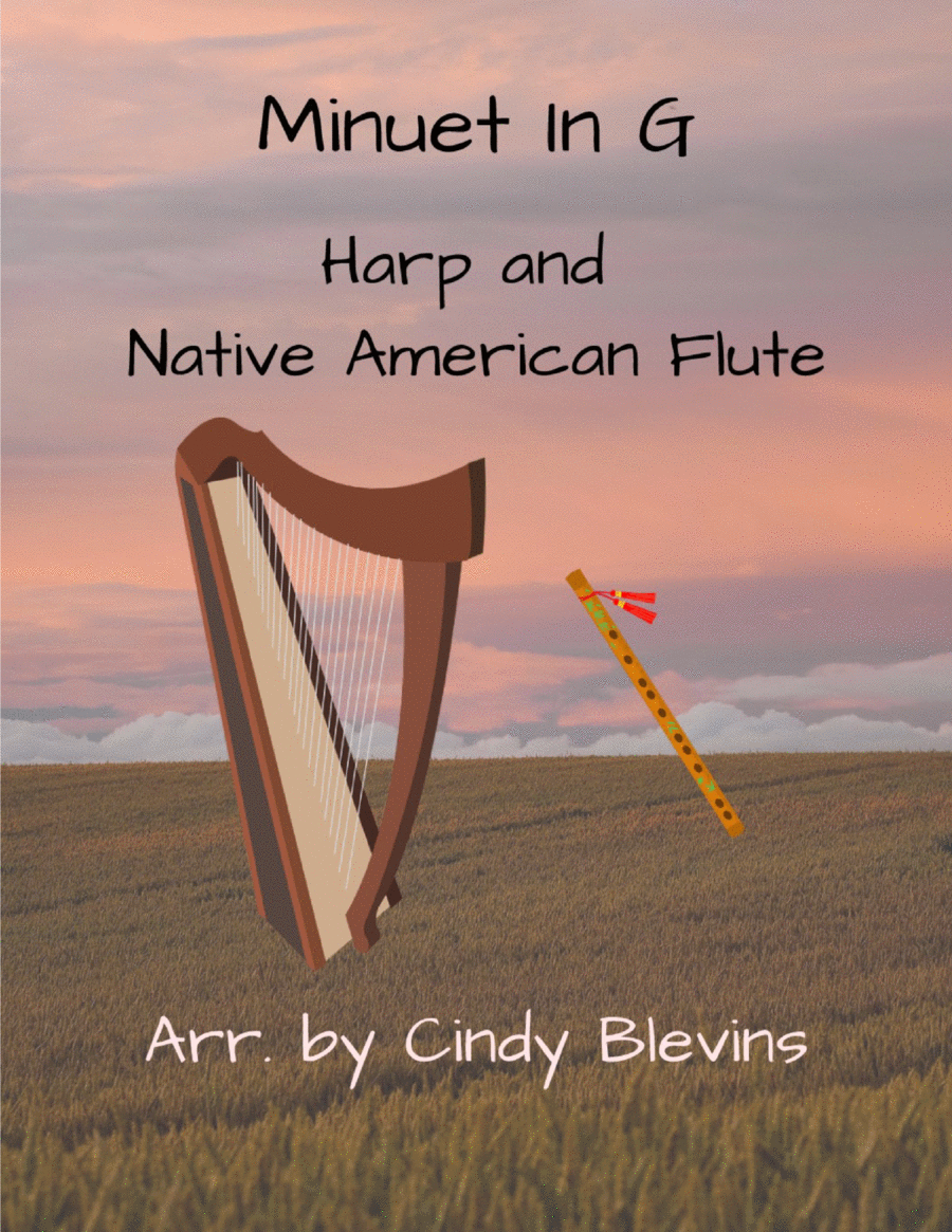 Minuet in G, for Harp and Native American Flute Flute scores gallery preview page 1