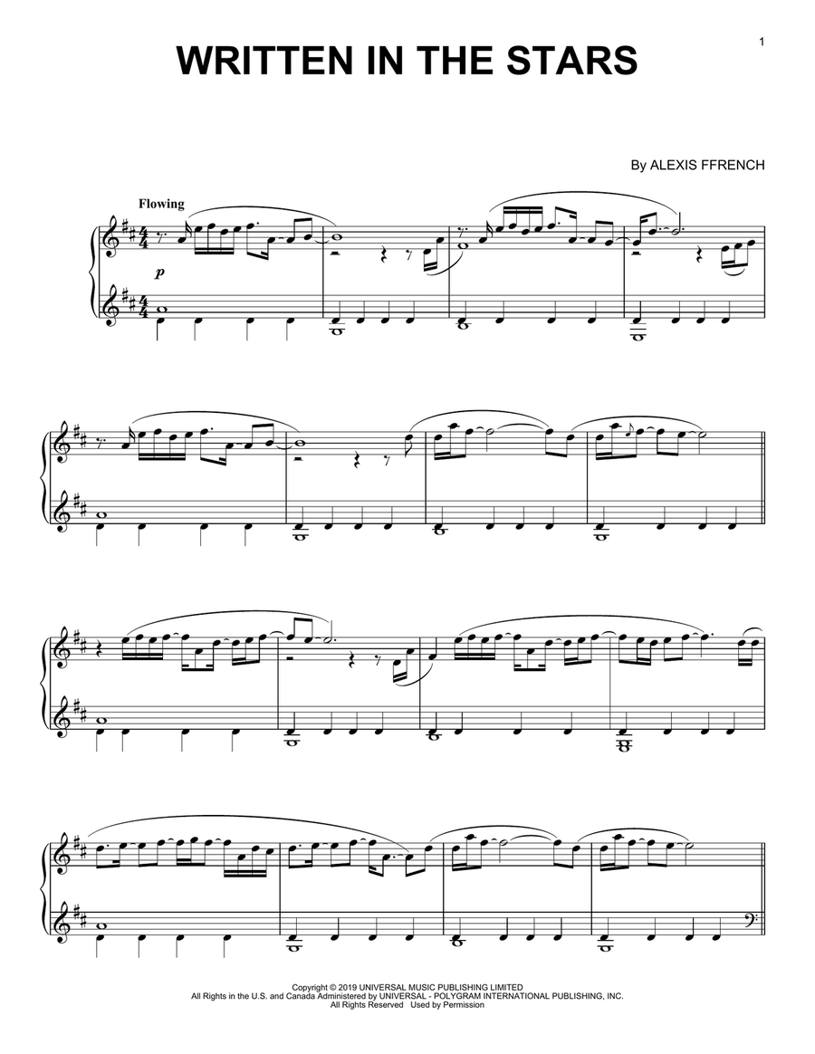 Written In The Stars Piano Solo scores gallery preview page 1