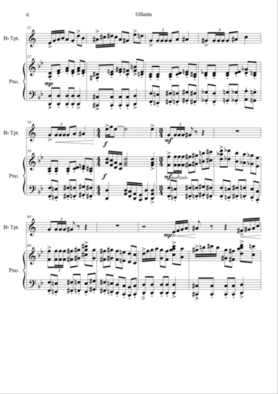 Ollantay y Rumi Nahui Op. 11 (fantasy for piccolo trumpet and piano) Piccolo Trumpet scores gallery preview page 6