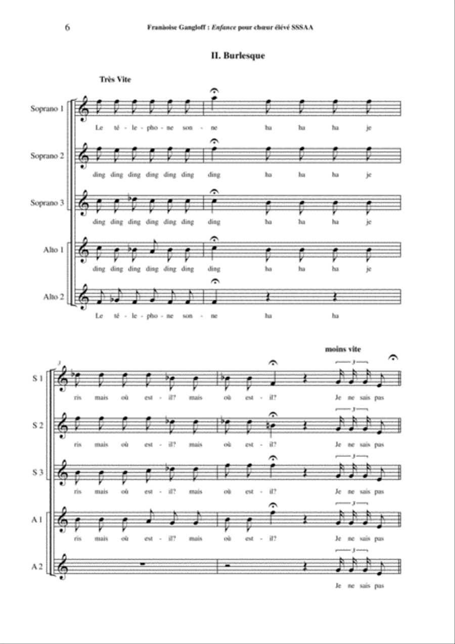 Françoise Gangloff: Enfance for SSSAA chorus SSA scores gallery preview page 6