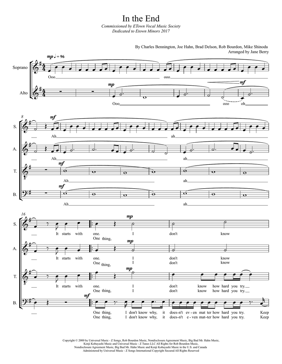 In The End 4-Part scores gallery preview page 1