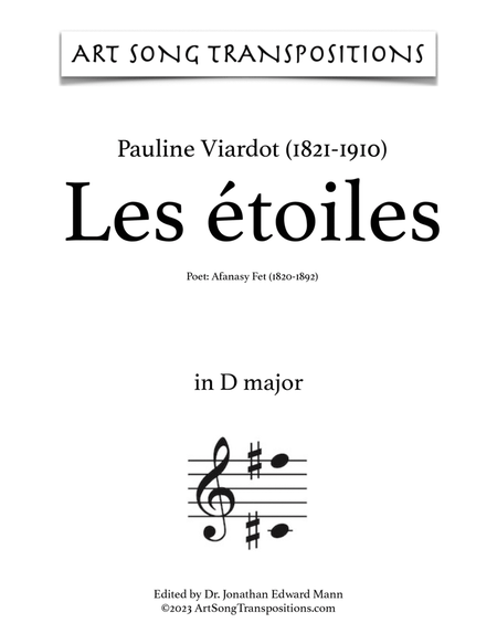 VIARDOT: Les étoiles (transposed to D major)