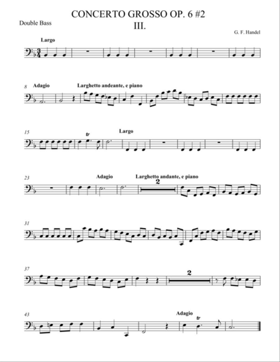 Concerto Grosso Op. 6 #2 Movement III String Orchestra scores gallery preview page 1