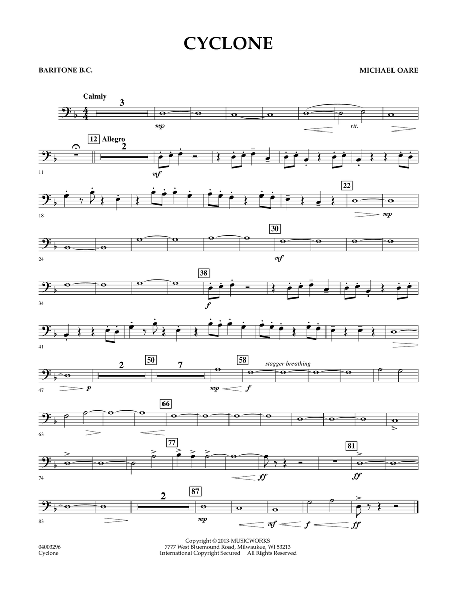 Cyclone - Baritone B.C. Cyclone - Baritone B.C. Concert Band scores gallery preview page 1