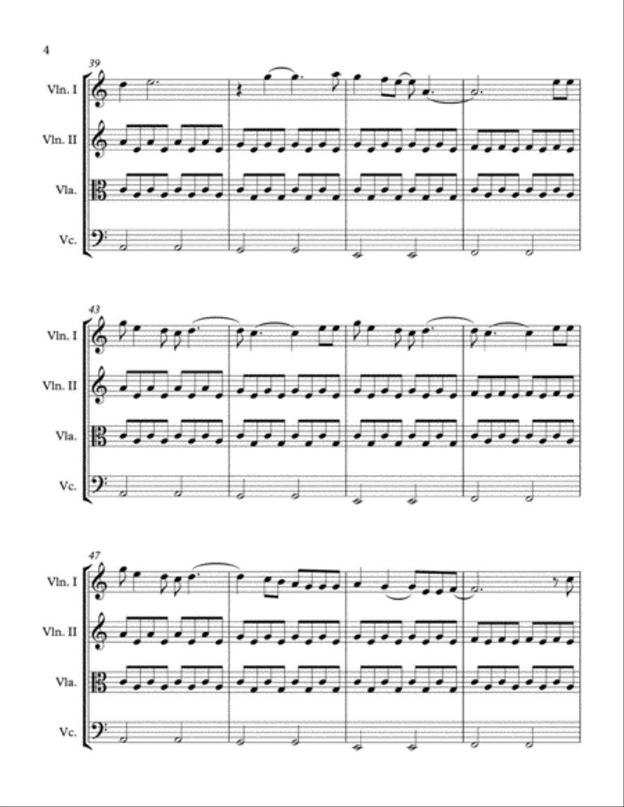 Hometown Glory String Quartet scores gallery preview page 4