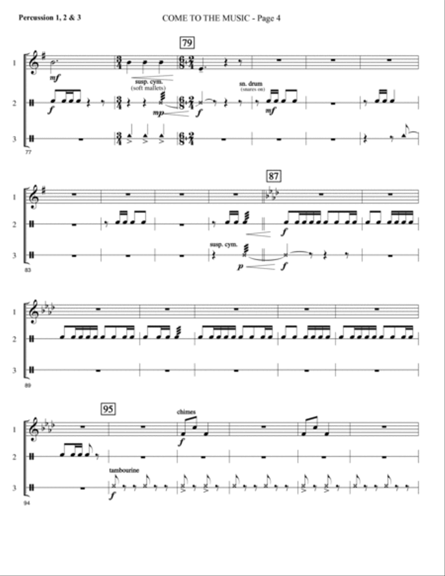 Come to the Music - Percussion 1,2,3 Choir scores gallery preview page 4