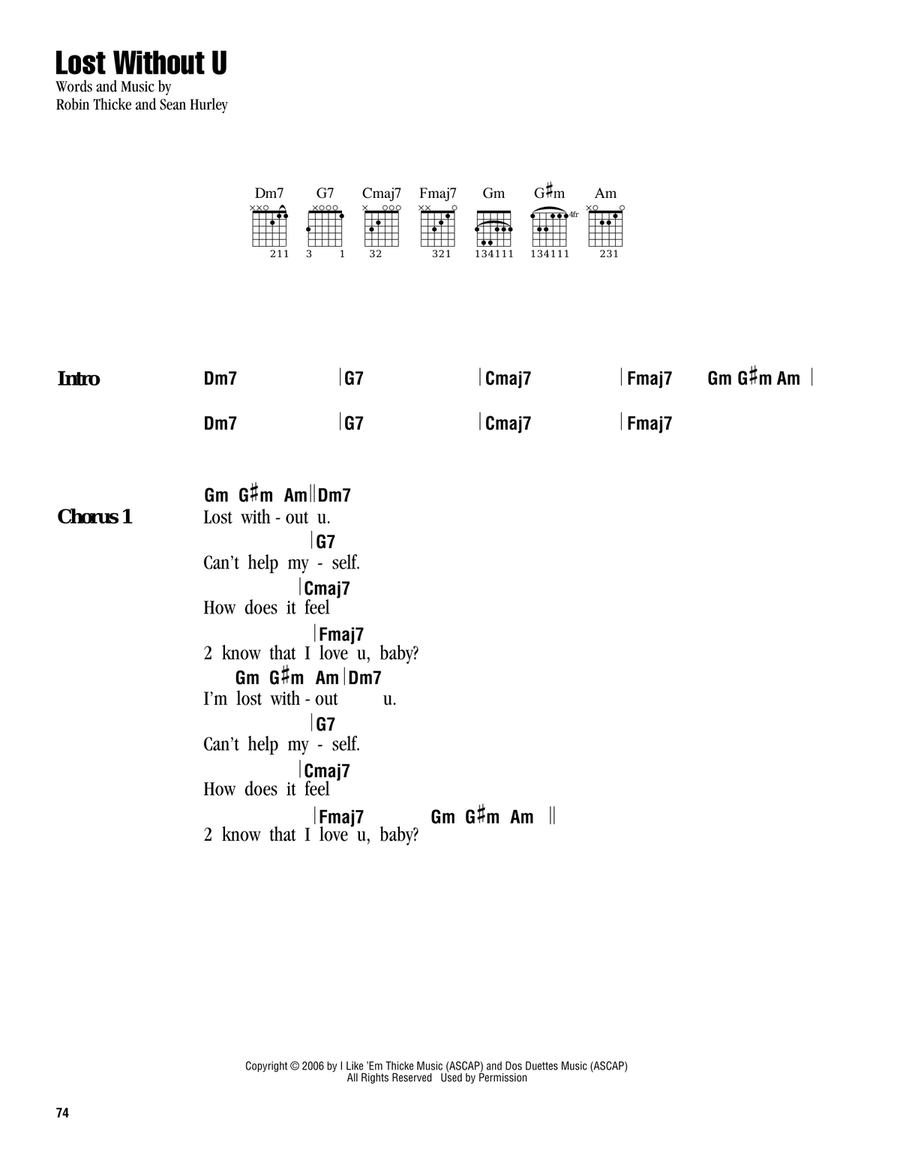 Lost Without U Lost Without U Acoustic Guitar scores gallery preview page 1