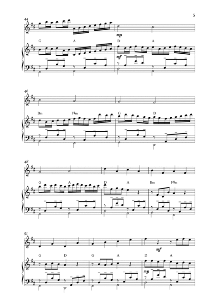 Canon in D for Violin and Guitar - Very Easy Guitar Chords String Duet scores gallery preview page 5
