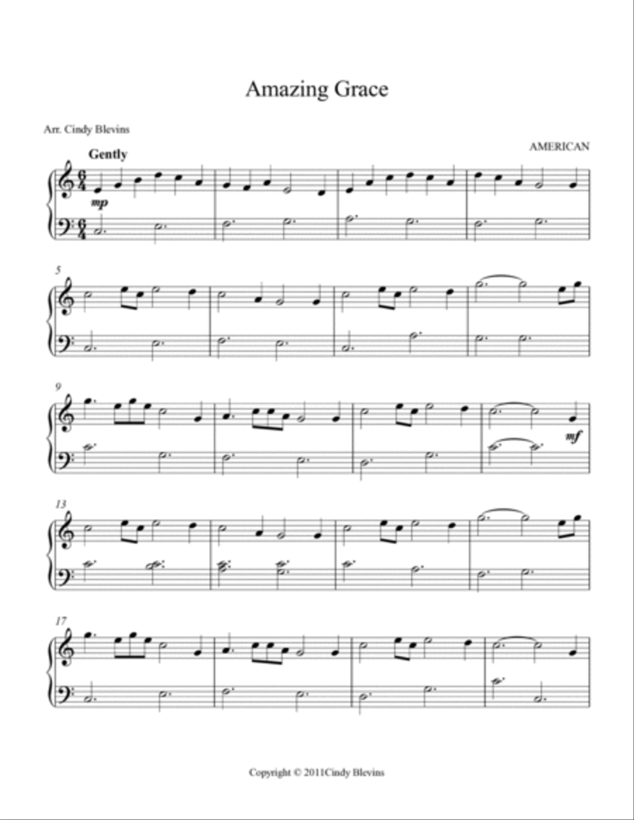 Amazing Grace, Easy Piano Solo Easy Piano scores gallery preview page 2