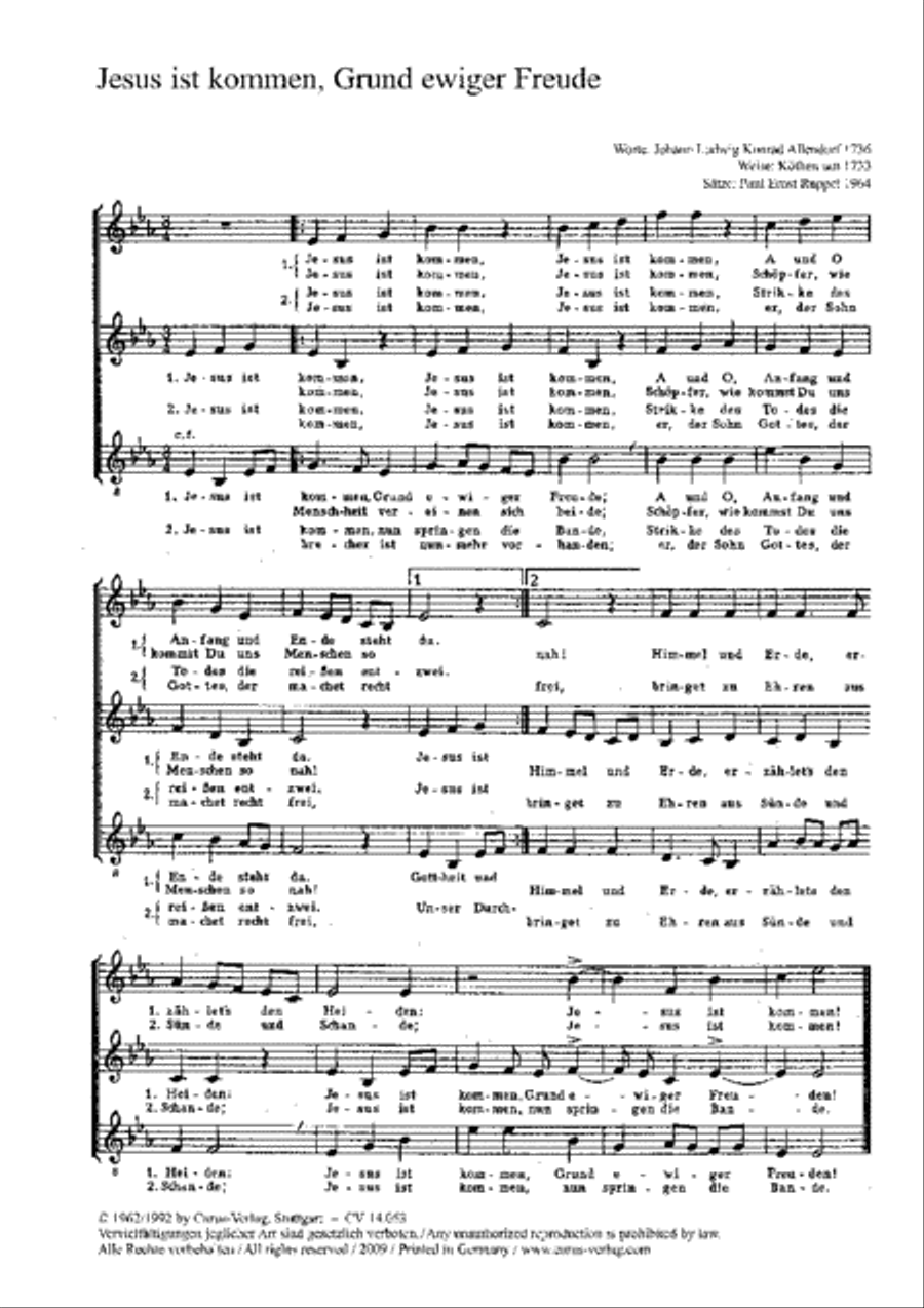 Jesus ist kommen, Grund ewiger Freude 3-Part scores gallery preview page 1