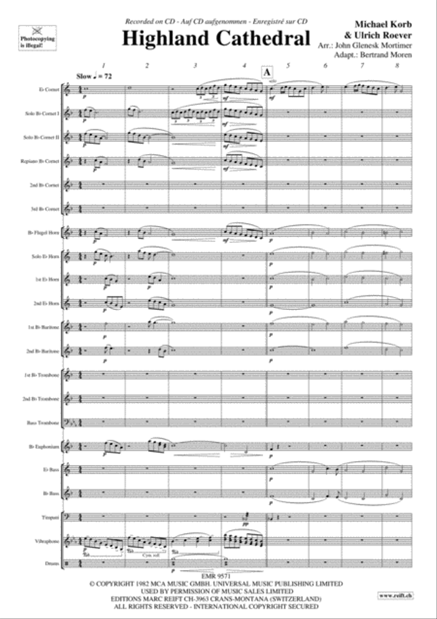 Highland Cathedral Brass Band scores gallery preview page 4