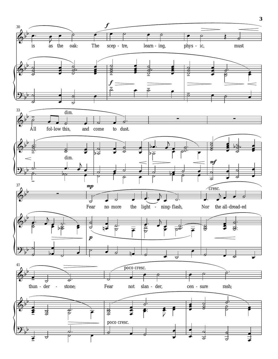 Fear No More The Heat O' The Sun Piano, Vocal scores gallery preview page 3