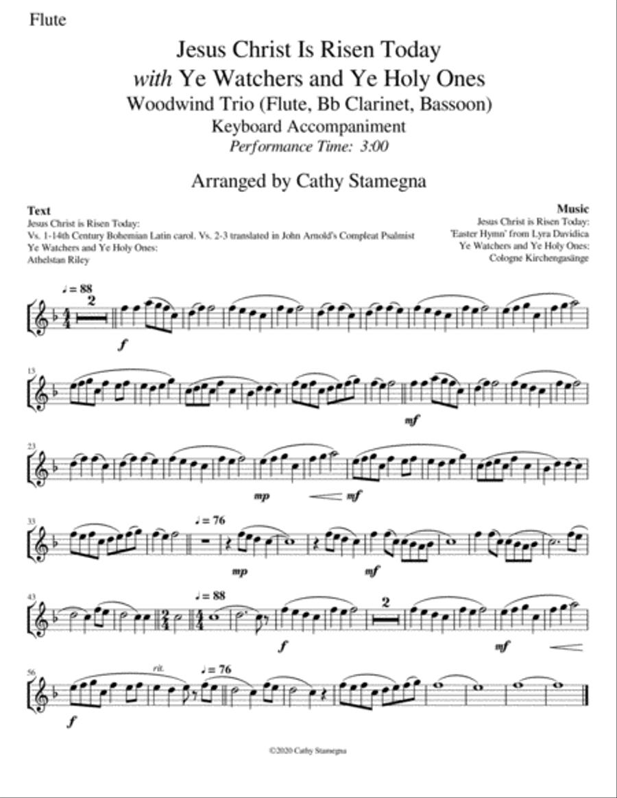 Jesus Christ is Risen Today with Ye Watchers and Ye Holy Ones-Woodwind Trio-Flute, Clarinet, Bassoon Woodwind Trio scores gallery preview page 6