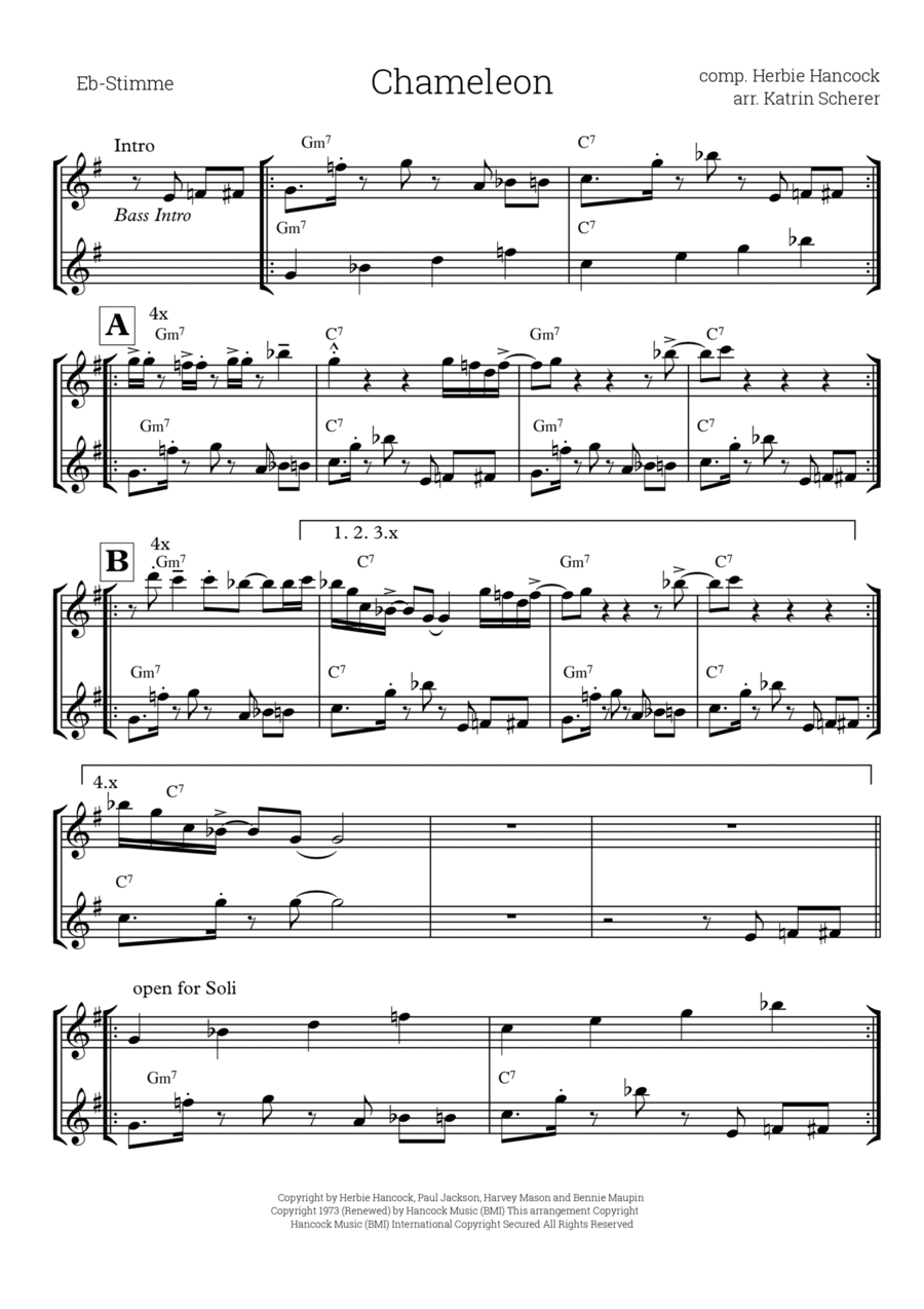 Chameleon Piano scores gallery preview page 1