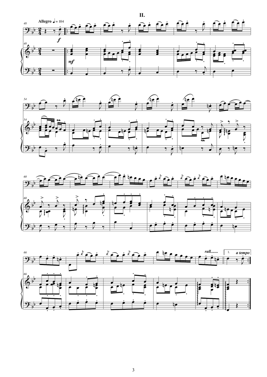 Vivaldi - Cello Sonata No.4 in B flat Op.14 RV 45 for Cello and Cembalo (or Piano) String Duet scores gallery preview page 3