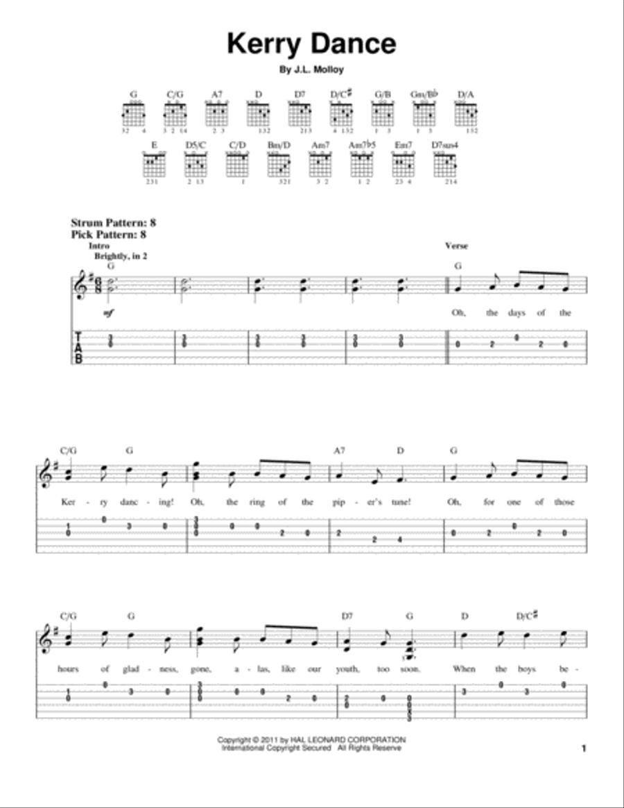 Kerry Dance Guitar Tablature scores gallery preview page 1