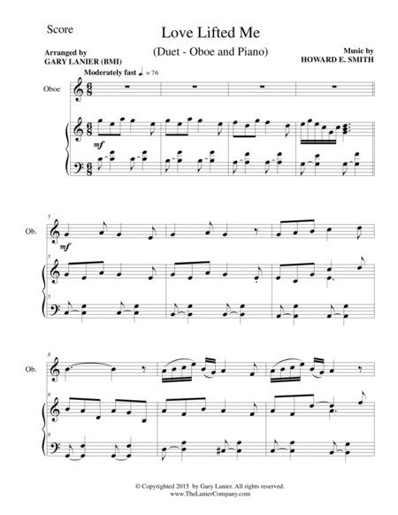 LOVE LIFTED ME (Duet – Oboe and Piano/Score and Parts) image number null