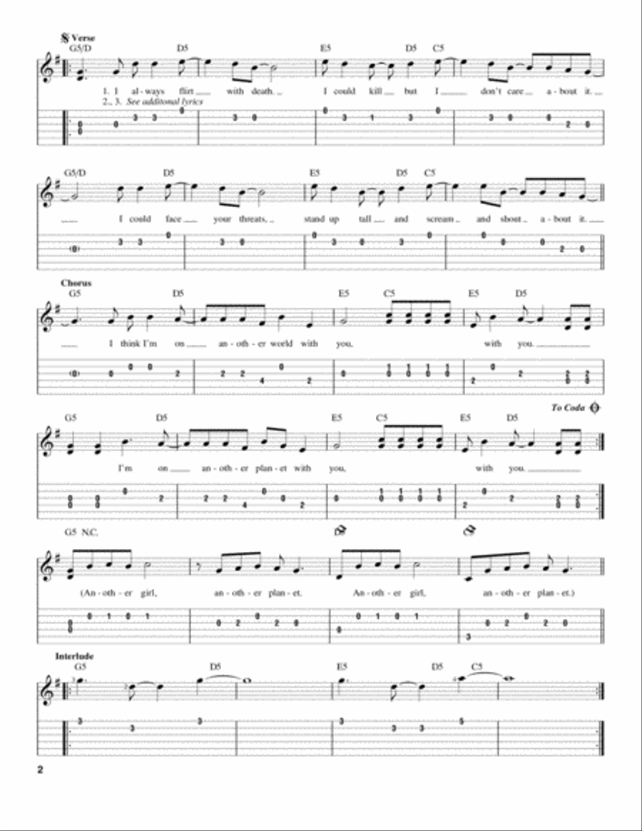 Another Girl Another Planet Acoustic Guitar scores gallery preview page 2