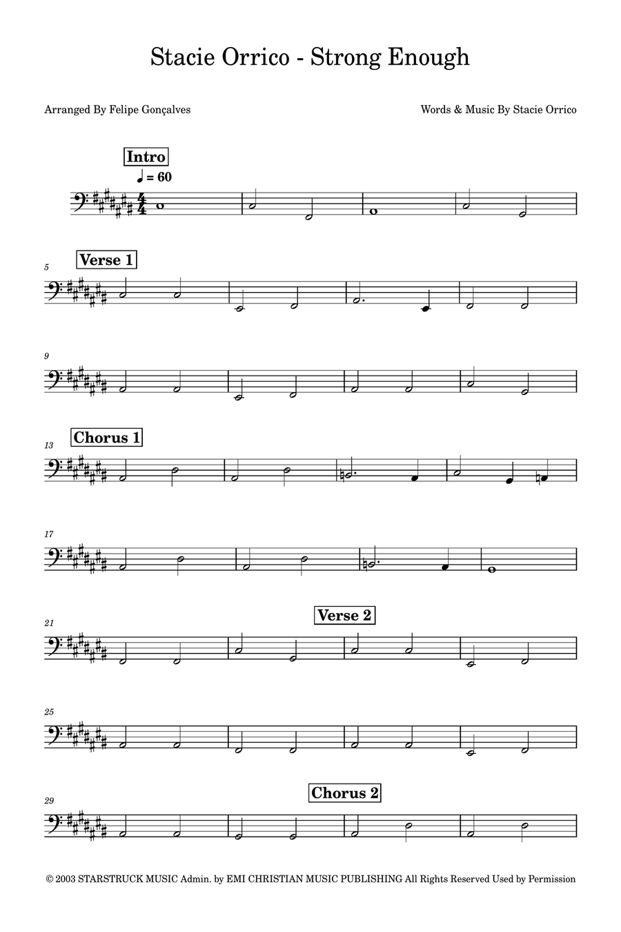 Strong Enough Strong Enough Bass Guitar scores gallery preview page 1