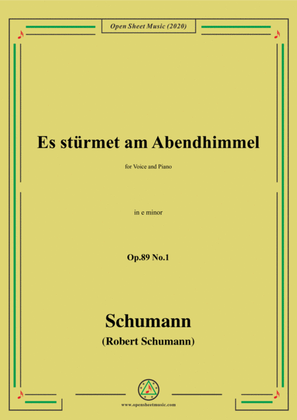 Book cover for Schumann-Es stürmet am Abendhimmel,Op.89 No.1,in e minor