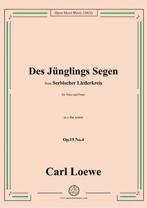 Book cover for Loewe-Des Junglings Segen,in e flat minor,Op.15 No.4