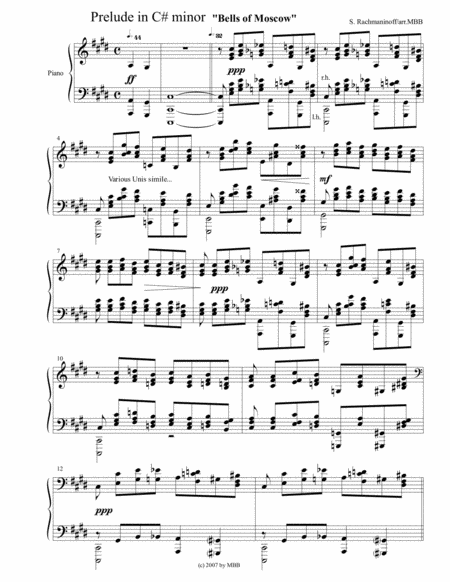 Prelude Op.3 in C# minor, "Bells of Moscow" for Piano Solo of Rachmaninoff image number null