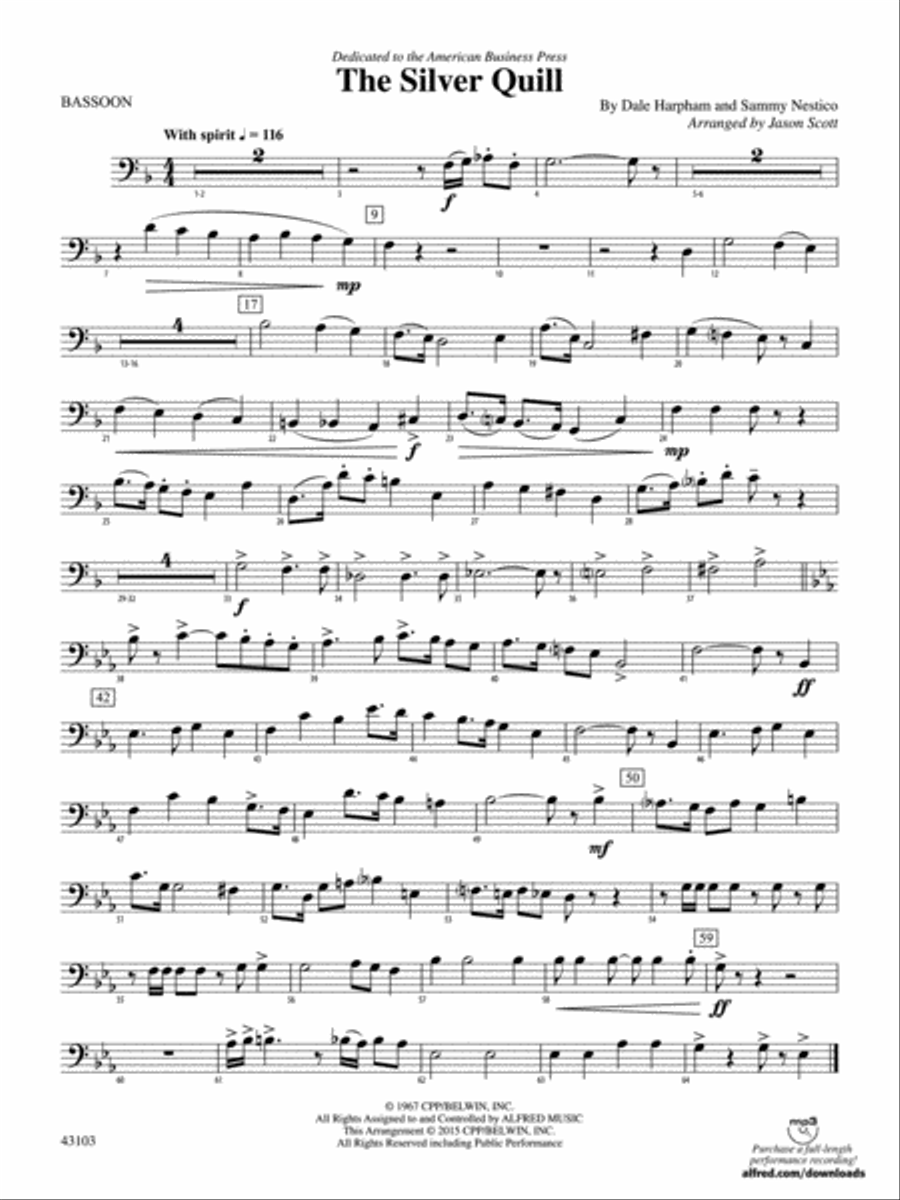 The Silver Quill: Bassoon Concert Band scores gallery preview page 1