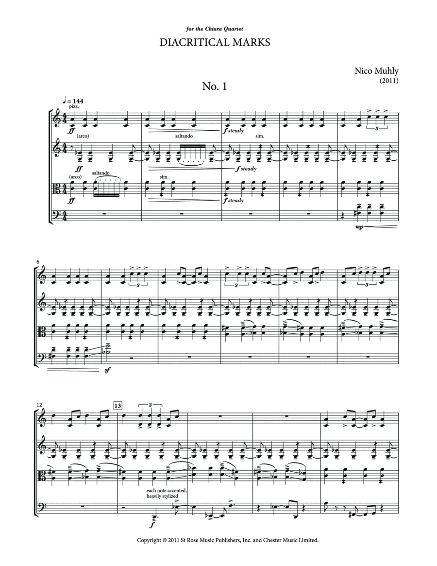 Diacritical Marks - Score & Parts String Quartet scores gallery preview page 1