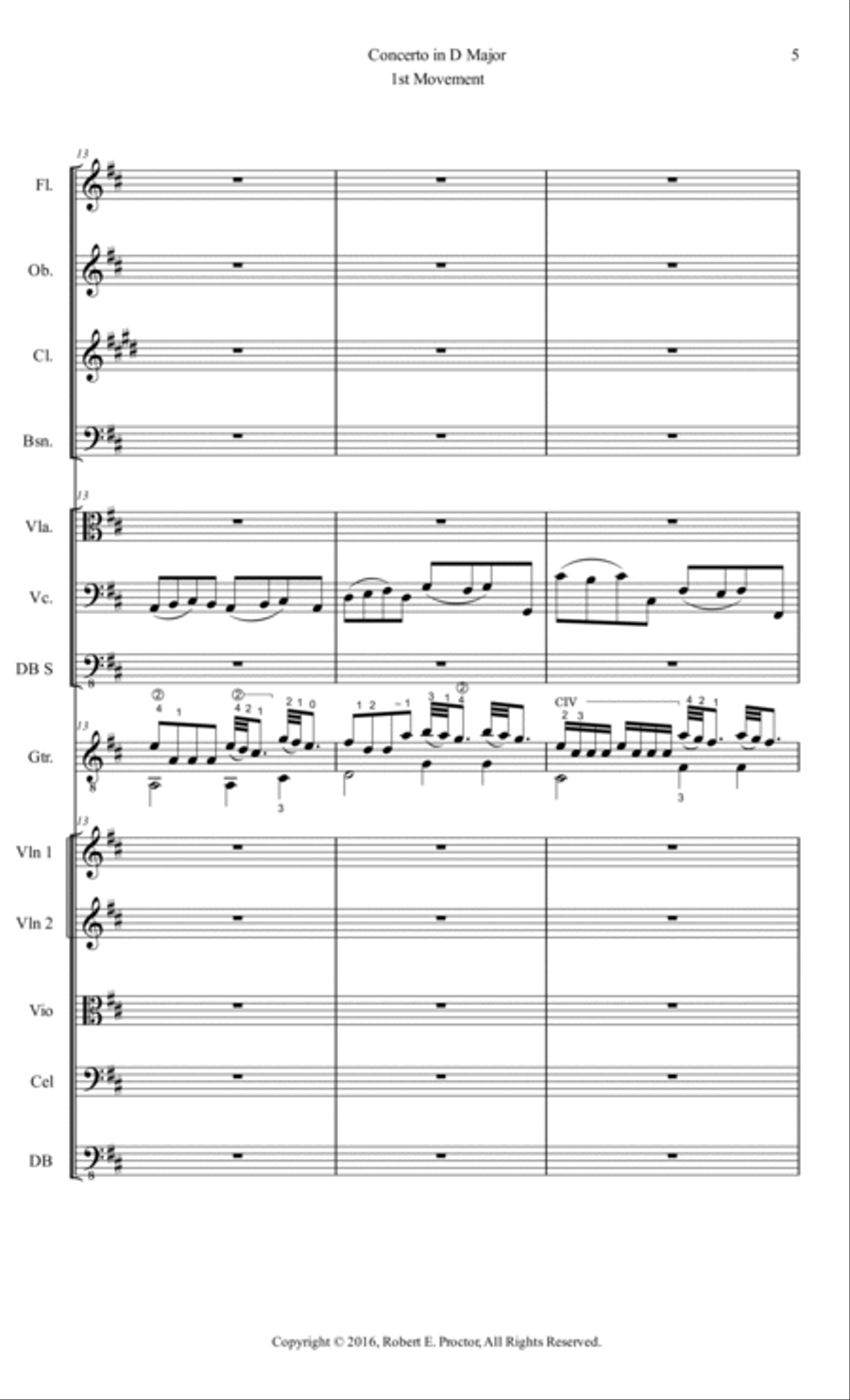 Vivaldi Concerto in D Major for Classical Guitar Small Ensemble scores gallery preview page 6