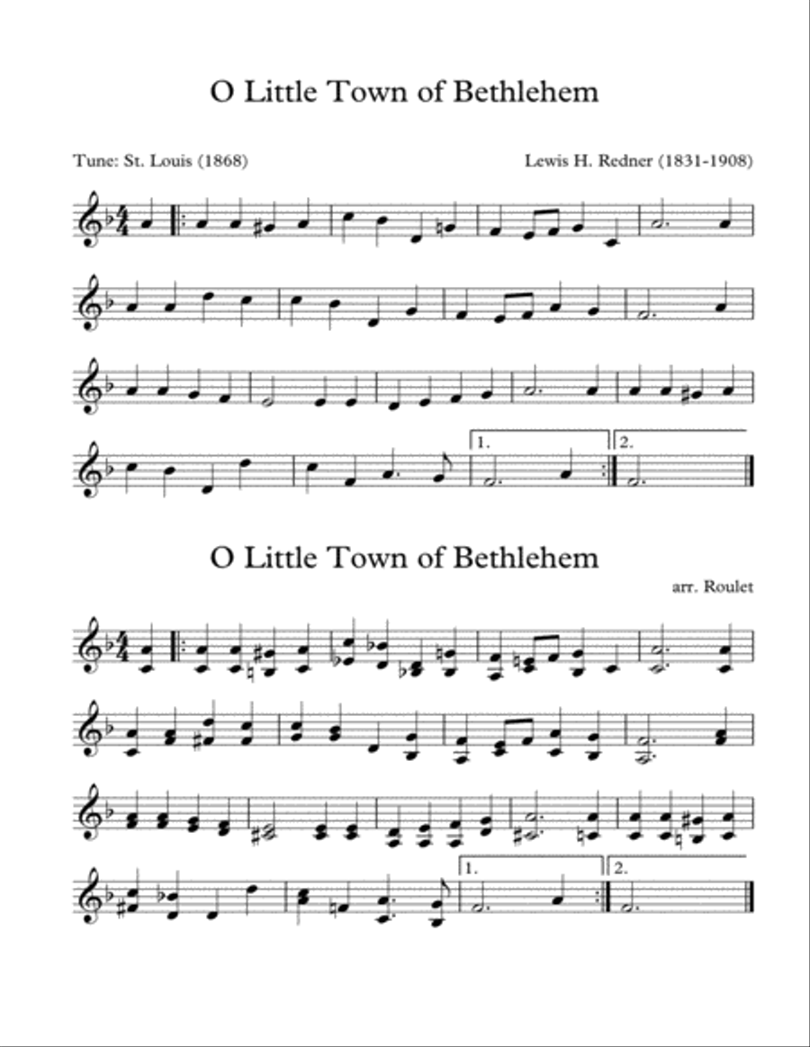 O Little Town Of Bethlehem (arr. Patrick Roulet) Christmas scores gallery preview page 1