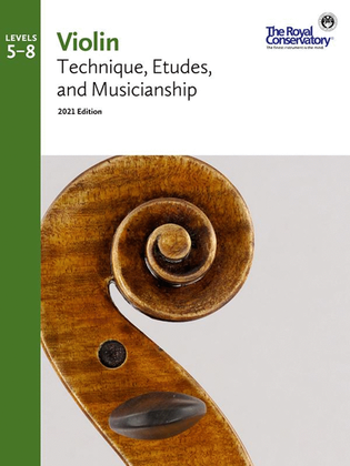 Book cover for Violin Technique, Etudes, and Musicianship 5-8, 2021 Edition