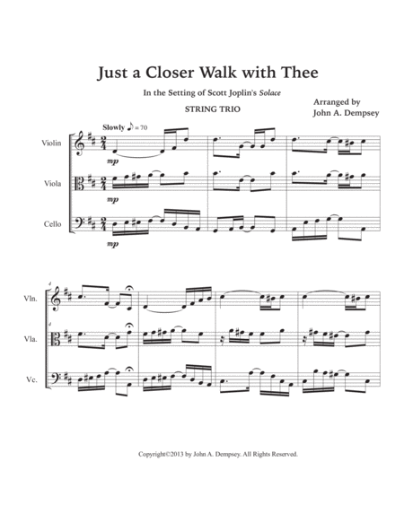 Just a Closer Walk with Thee (String Trio): Violin, Viola and Cello image number null