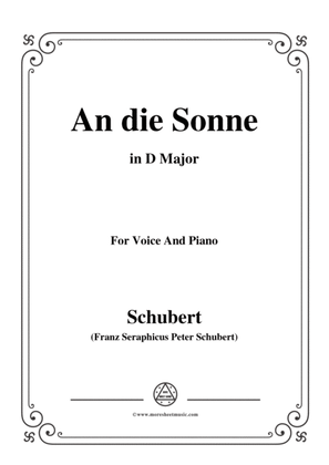 Book cover for Schubert-An die Sonne,in D Major,for Voice&Piano