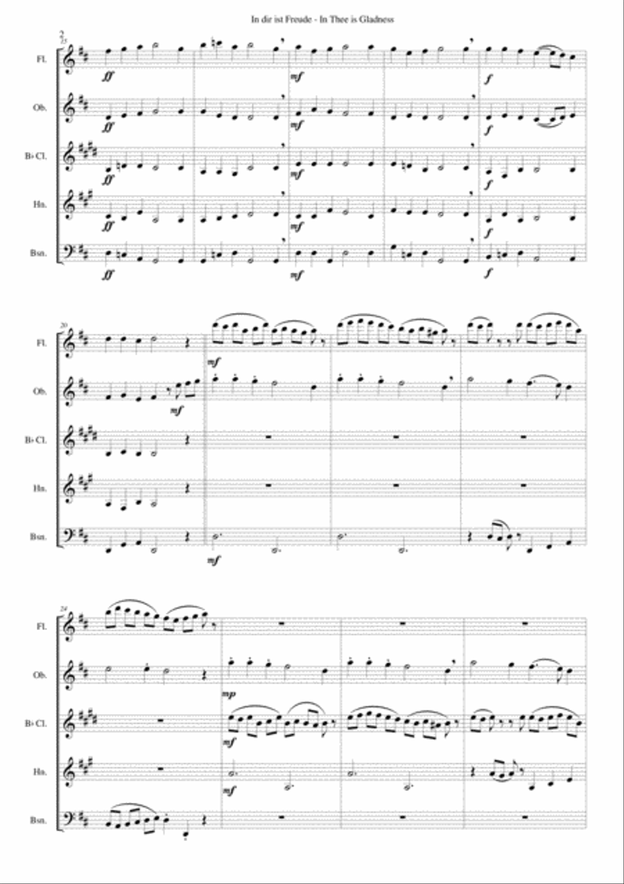 In dir ist Freude (In Thee is gladness - Sing we and Chant it) for wind quintet Woodwind Quintet scores gallery preview page 2