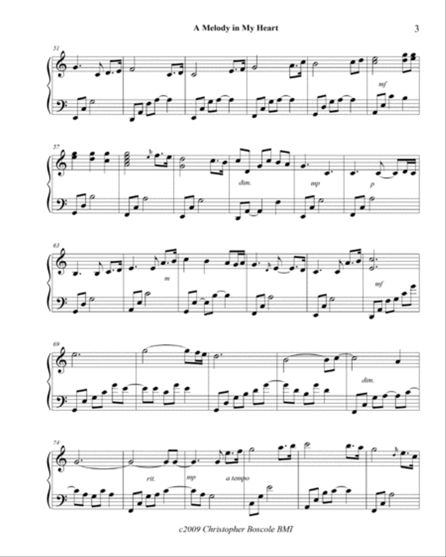 A Melody in My Heart Piano Solo by Christopher Boscole Piano Solo scores gallery preview page 3