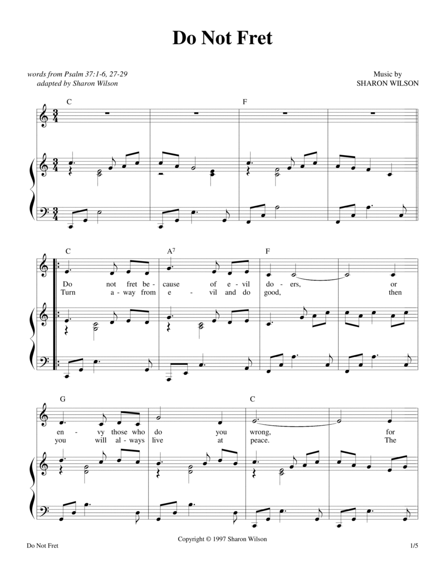 Do Not Fret (Psalm 37) Piano, Vocal, Guitar scores gallery preview page 1