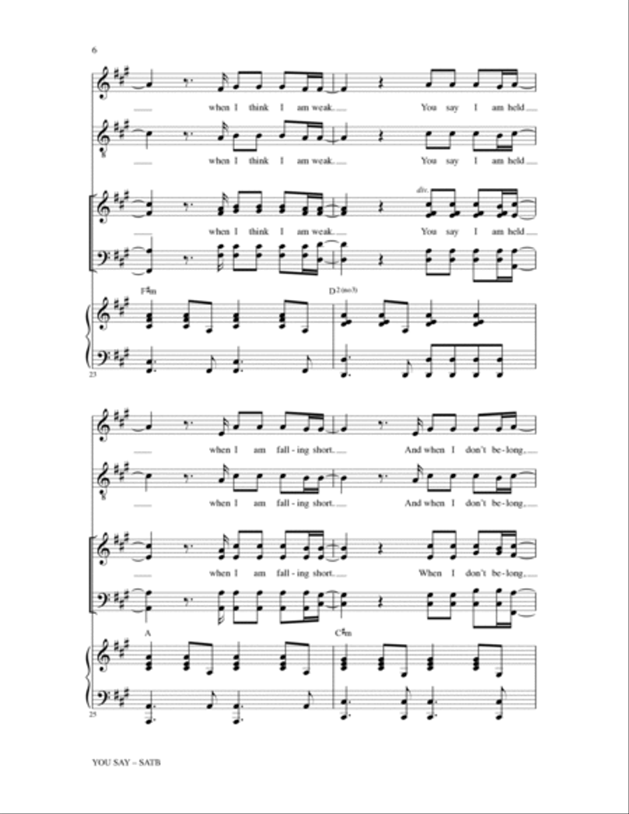 You Say (arr. Heather Sorenson) 4-Part scores gallery preview page 5