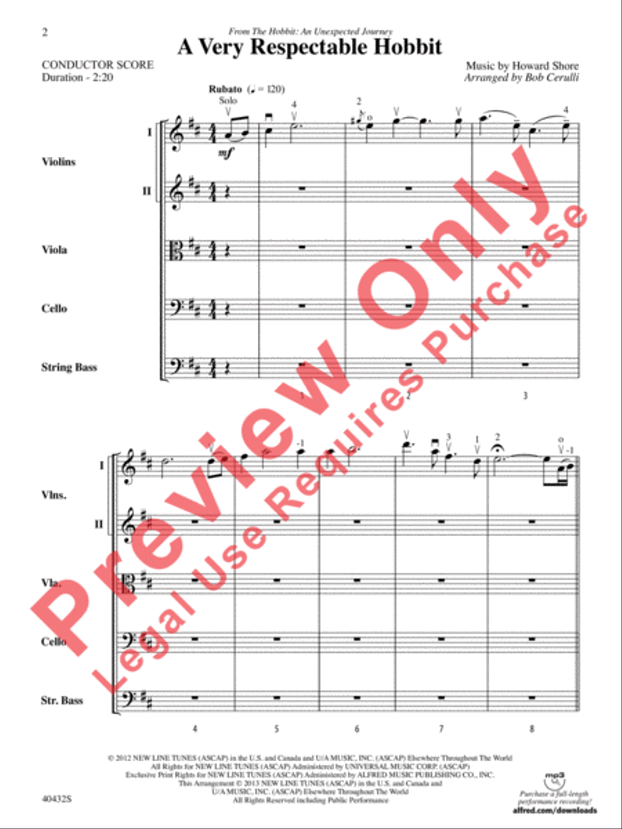 A Very Respectable Hobbit (from The Hobbit: An Unexpected Journey) String Orchestra scores gallery preview page 15