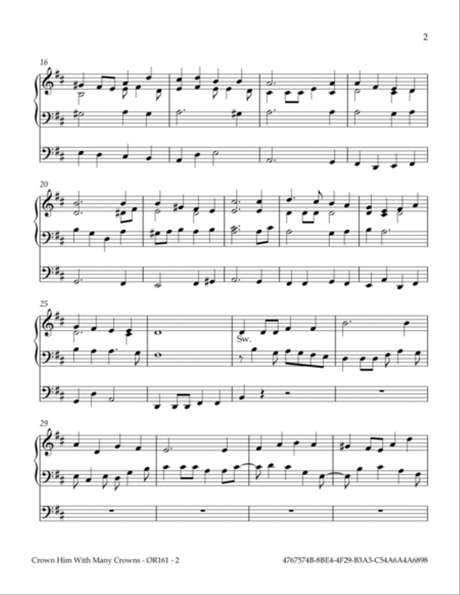Crown Him With Many Crowns Organ Solo scores gallery preview page 3