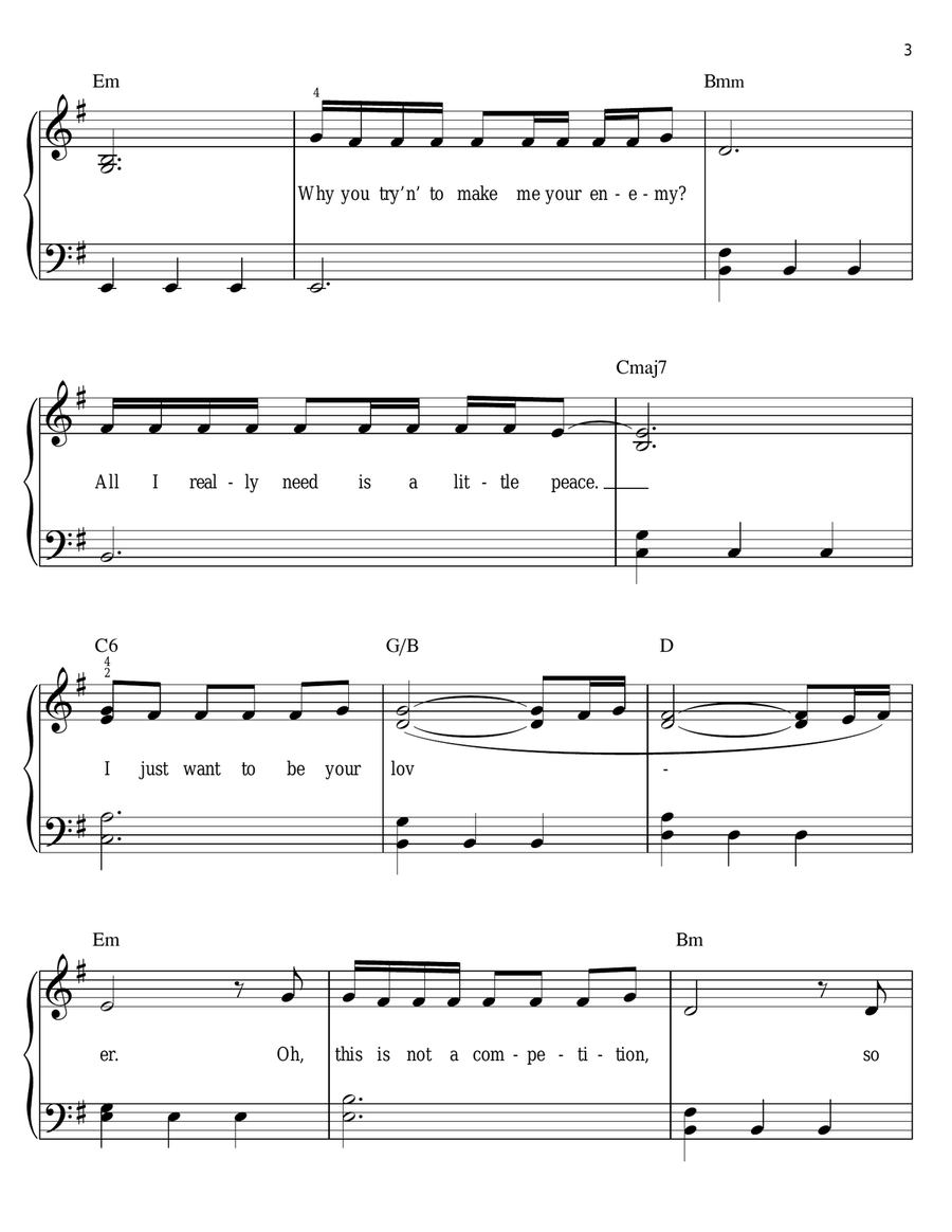 Choose Your Battles Easy Piano scores gallery preview page 3