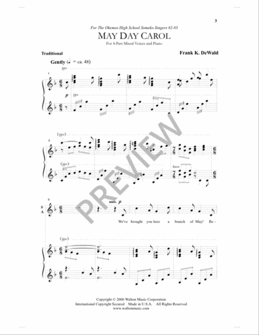 May Day Carol 4-Part scores gallery preview page 2